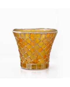 6416 Aroma Lux Tapered Mosaic Tealight Candle Holder - Yellow