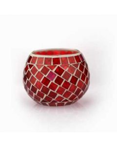 6701 Aroma Lux Round Mosaic Tealight Candle Holder - Pink