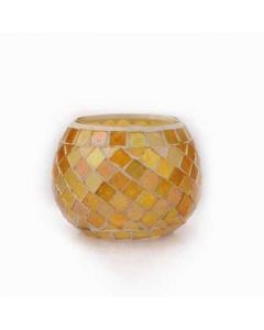 6702 Aroma Lux Round Mosaic Tealight Candle Holder - Yellow