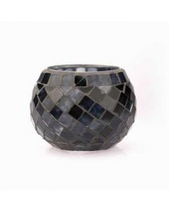6703 Aroma Lux Round Mosaic Tealight Candle Holder - Blue