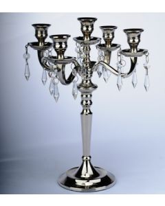 6981 Five Light Candlestick Jeweled Candelabra - Silver