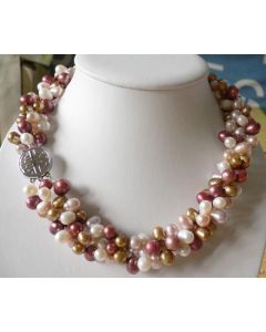 Genuine Mixed color Kashi Pearl Necklace