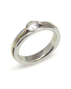 Steel CZ Wedding Ring Size 4